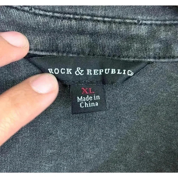 Charcoal Open Back Acid Wash Top Blouse Soft XL Soft Rock & Republic - Picture 4 of 10